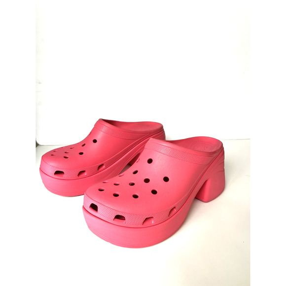 CROCS SIREN CLOG Unisex Size M 13 / W 15 Hyper Pink Chunky Platform Heel Slip On - Picture 2 of 8
